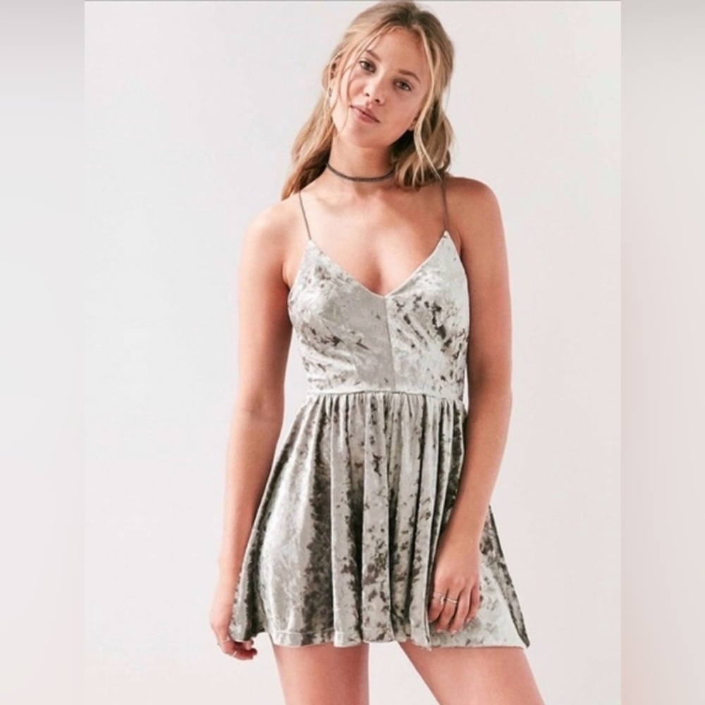 silence + noise Gold/Silver Crushed Velvet Romper Dress